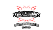 Logo and contact information for Echo Six Hobbies on a white background