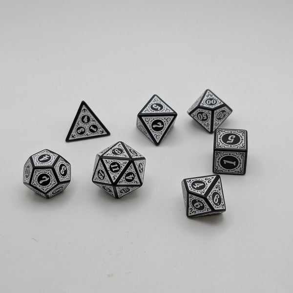 Magic Flame (White) - "Enchanted Zen" - 7 Piece DnD Dice Set | Acrylic RPG Gaming Dice