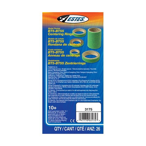 Estes - BT5-BT55 Centering Rings, for Model Rockets, (26pcs)
