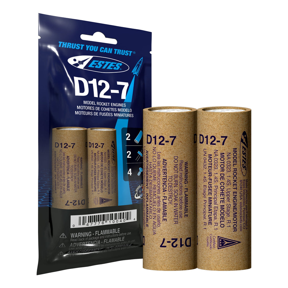 D12-7 Model Rocket Engines, (2pk)