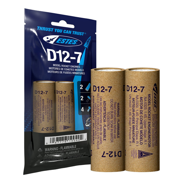 D12-7 Model Rocket Engines, (2pk)