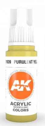 Black Forest® Hobby Supply Co AK Interactive 11039 Purulent Yellow 3G Acrylic Paint 17ml Bottle — Glues, Paints, Tools > AK