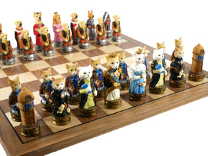 Little Shop of Magic Chess Set - Cats & Dogs Resin Men on Walnut Maple Board — Board Game