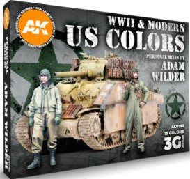 Black Forest® Hobby Supply Co AK Interactive 11763 WWII & Modern US 3G Acrylic Paint Set (18 Colors) 17ml Bott — Paints,