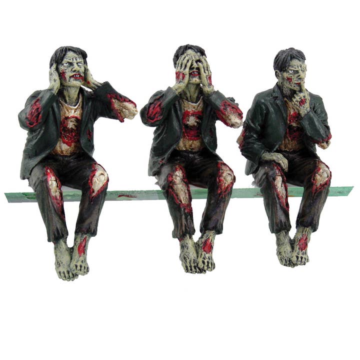 Zombie Hear, See and Speak No Evil Shelf Sitters