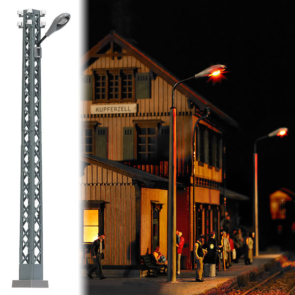 Black Forest® Hobby Supply Co Busch 4131 HO Scale Lattice-Mast Industrial Lamp -- With Teardrop Light Housing — HO Scale