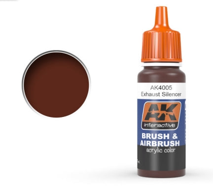 Black Forest® Hobby Supply Co AK Interactive 4005 Exhausts Silencer Acrylic Paint 17ml Bottle — Glues, Paints, Tools > AK