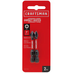 Pack of Craftsman impact-rated power bits on a red packaging with white text.