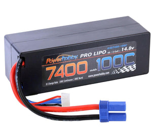 PowerHobby 4S 14.8V 7400mAh 100C-200C Lipo Battery EC5 Plug 4-Cell Hard Case