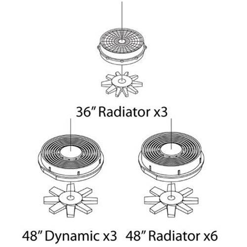 Athearn ATH11692 HO Scale Fans Set 48" Early Pan Top (3)