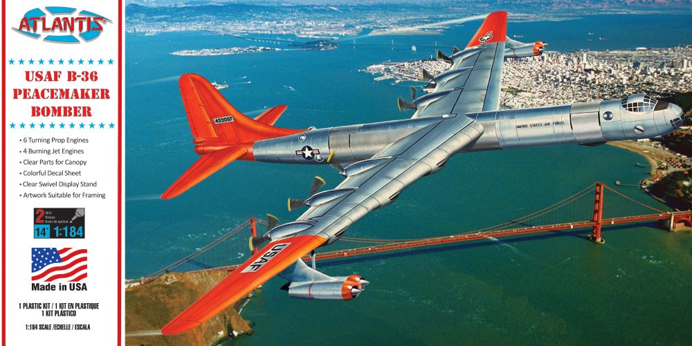 Black Forest® Hobby Supply Co Atlantis Models 205 1/184 B36 Peacemaker USAF Bomber (formerly Revell) — Sci-Fi & Pop Culture