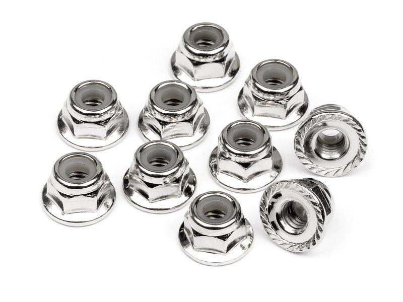 HPI 103729 Serrated Flange Lock Nut M4 Silver (10) Blitz Savage XS SS/XS Flux