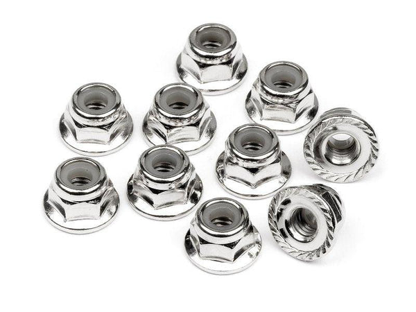 HPI 103729 Serrated Flange Lock Nut M4 Silver (10) Blitz Savage XS SS/XS Flux