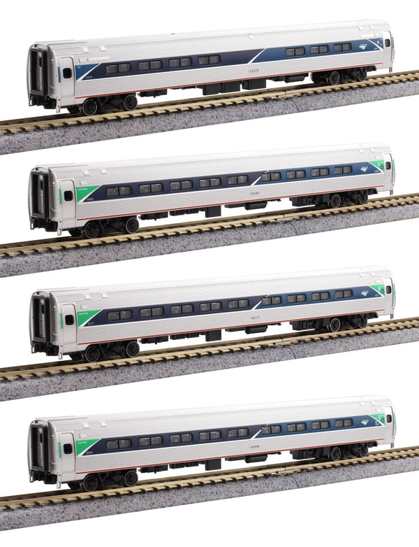 Kato 106-8021 N Amfleet I 4 Car Bookcase Set Phase VII Amtrak passenger cars