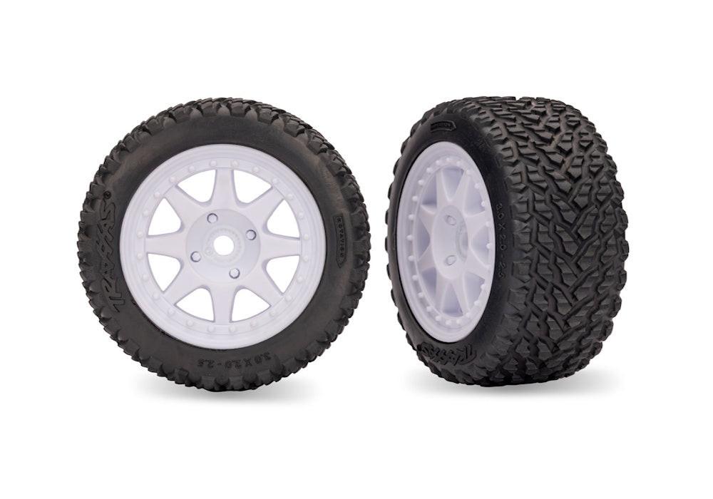 Traxxas 10872-WHT White Front Mini Rally Wheels with Hard Tires (2)