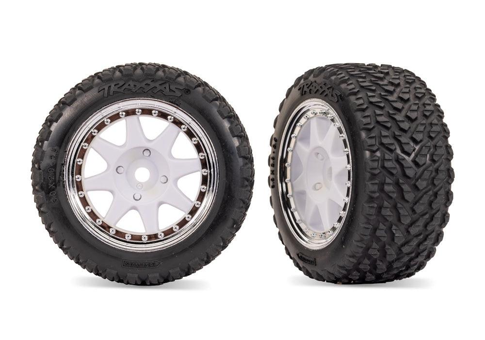PowerHobby Traxxas 10872-WHTC White & Chrome Front Mini Rally Wheels w/Hard Tires (2)