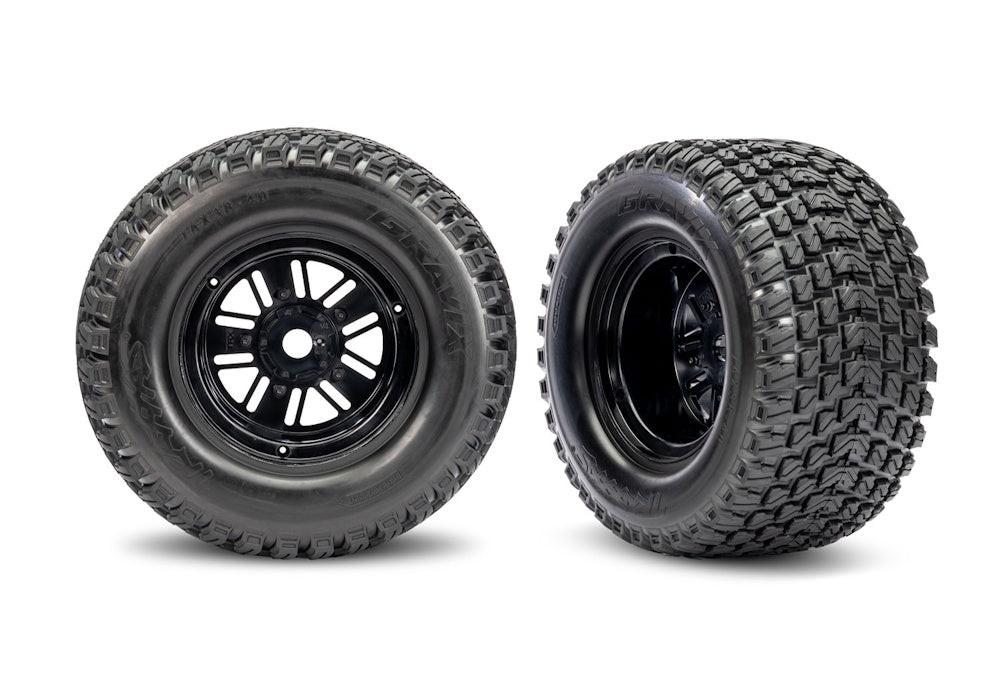 PowerHobby Traxxas 10947 Black Rear Funco Wheels & Gravix Tires
