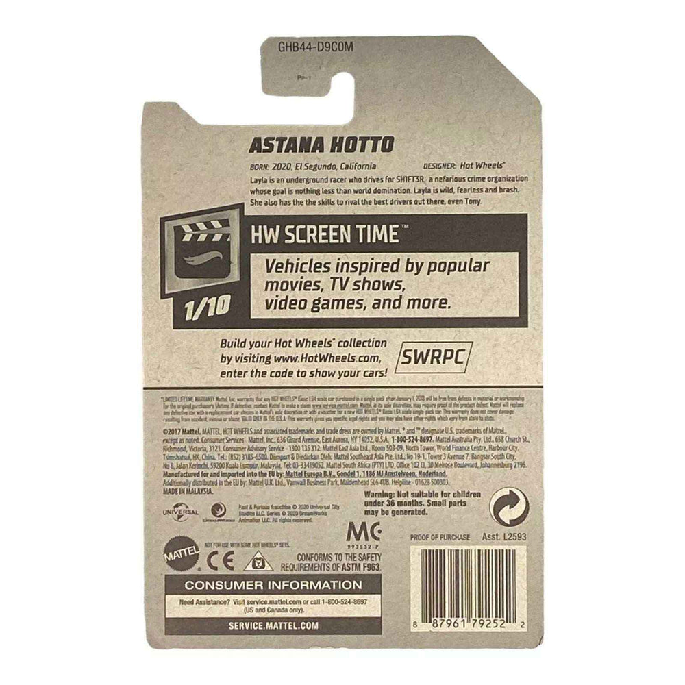 Hot Wheels Astana Hotto - Fast & Furious Spy Racers - Screen Time Series 1/10