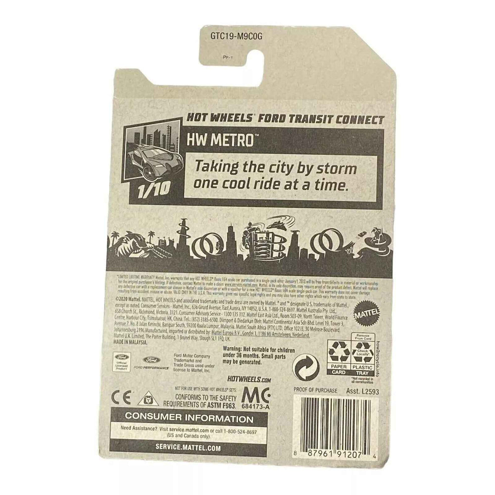 Hot Wheels Ford Transit Connect (Silver) - Metro Series 1/10