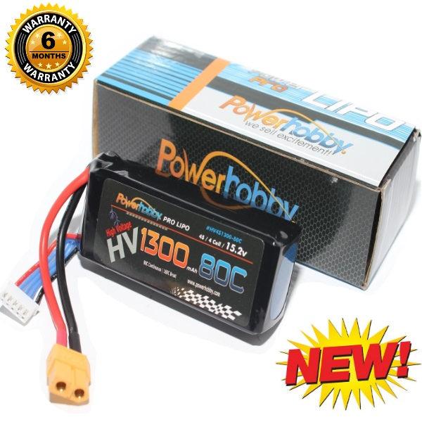 Powerhobby 4S HV 15.2V 1300mAh 80C XT60 : 250 Drone Quad Lipo Battery