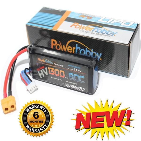 Powerhobby 3S High Voltage 11.4V 1300mAh 80C Lipo Battery w Connector HV