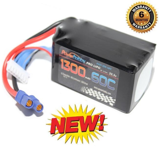 Powerhobby 6S 22.2V 1300mAh 60C Lipo Battery Soft Case 6-Cell w EC3 Connector