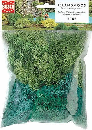 Black Forest® Hobby Supply Co Busch 7102 A Scale Lichen -- Light & Dark Green 1-1/4oz 35g — All Scale Scenery > Busch