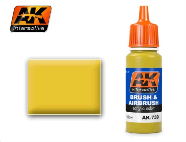 Black Forest® Hobby Supply Co AK Interactive 739 Yellow Acrylic Paint 17ml Bottle — Glues, Paints, Tools > AK Interactive