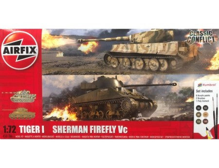 Airfix 50186 1/72 Tiger I vs Sherman Firefly Vc Classic Conflict Gift Set w/pain