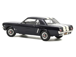 Norev - 1965 Ford Mustang Hardtop Coupe Nightmist Blue Metallic with White Stripes 1/18 Diecast Model Car by Norev