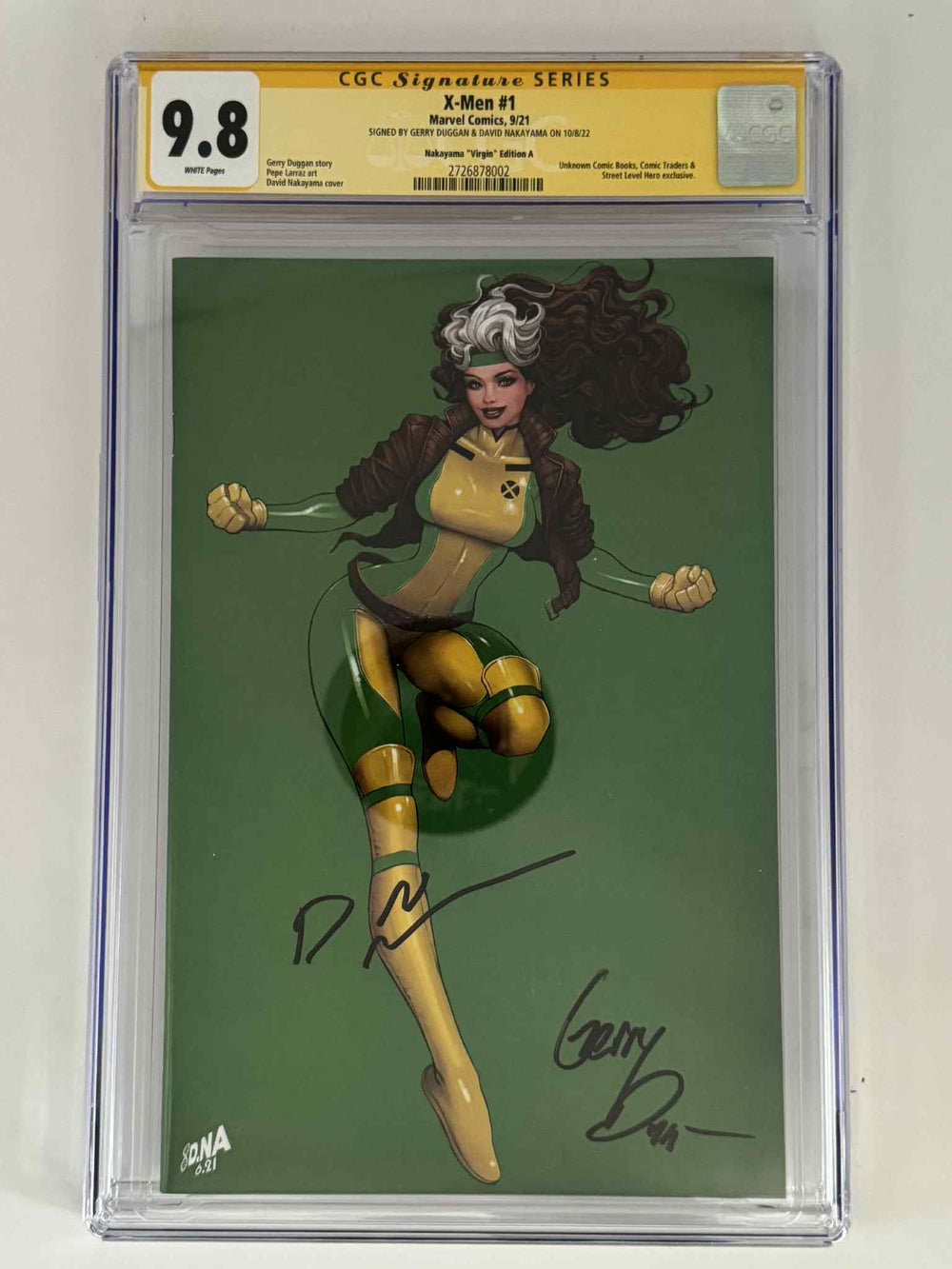 [Double Signed by David Nakayama | Gerry Duggan] X-Men #1 CGC 9.8 Yellow Label Exclusive Virgin Color Bleed Var