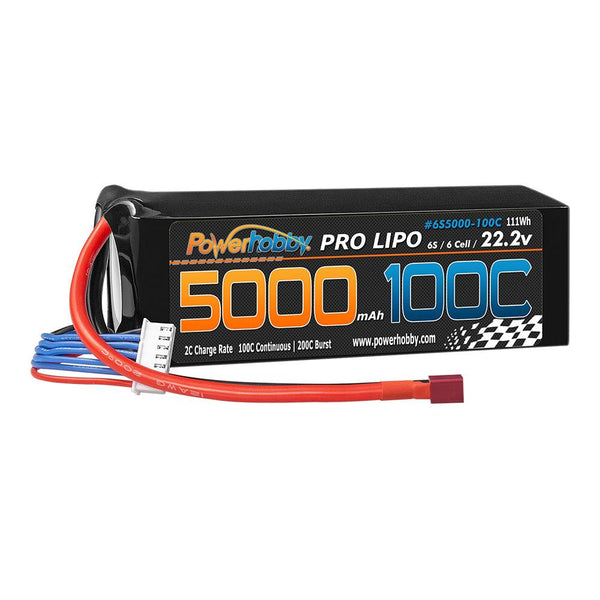 Powerhobby 6s 22.2v 5000mah 100c Lipo Battery w Deans Plug Soft Case