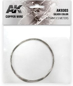 Black Forest® Hobby Supply Co AK Interactive 9303 Copper Wire 0.25mm x 5 meters (Silver) — Paints, Tools, Supplies > AK