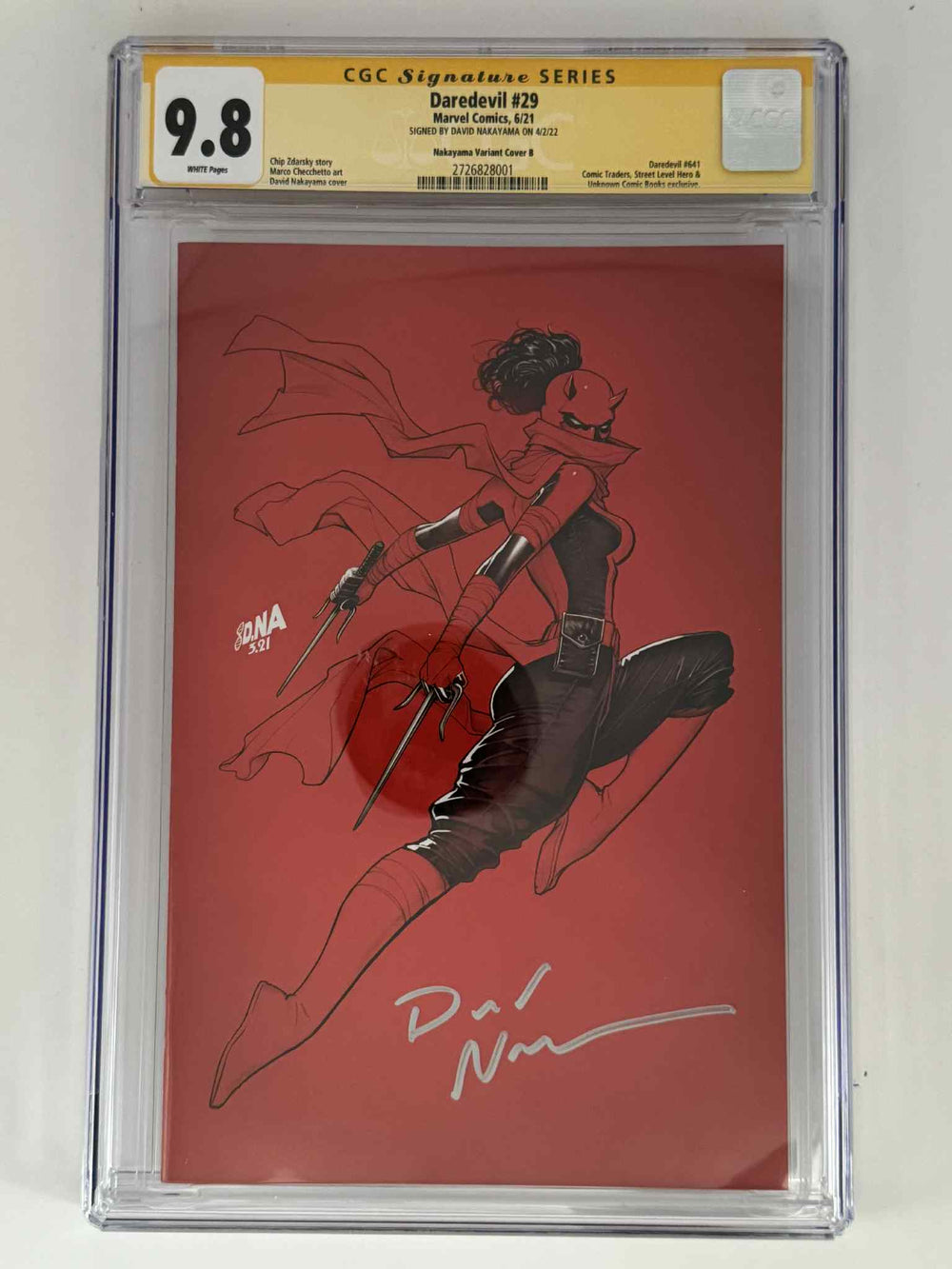 [Signed by David Nakayama] Daredevil #29 CGC 9.8 Yellow Label Exclusive Virgin Color Bleed Var