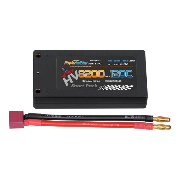 Powerhobby 1S 3.8V 8200MAH 120C HV + GRAPHENE Lipo Battery Hard Case SHORT