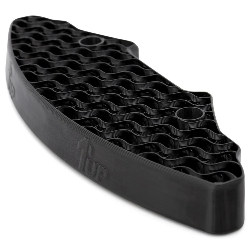 1UP Racing - UltraLite Front Bumper - RC Maker SP1, lightweight black textured front bumper designed for enhanced durability and performance in RC cars, built for builders.