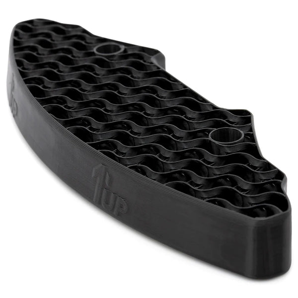 1UP Racing - UltraLite Front Bumper - RC Maker SP1, lightweight black textured front bumper designed for enhanced durability and performance in RC cars, built for builders.