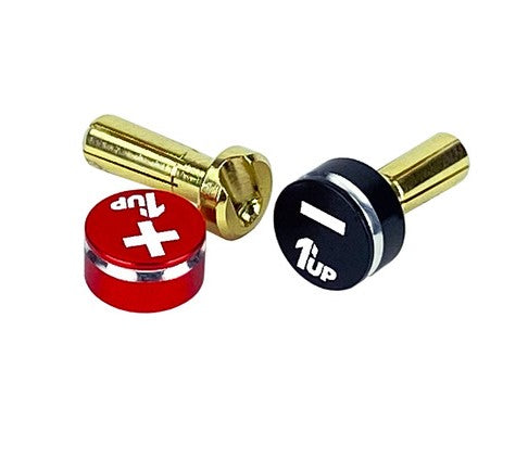 1UP Racing LowPro Bullet Plugs & Grips, 4mm, Red/Black — R/C Accessories