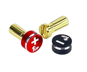 1UP Racing LowPro Bullet Plugs & Grips, 5mm, Red/Black — R/C Accessories