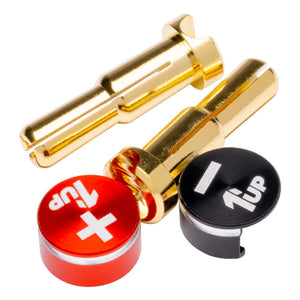 1UP Racing LowPro Bullet Plugs & Grips, 4/5mm Stepped, Red/Black — R/C Accessories