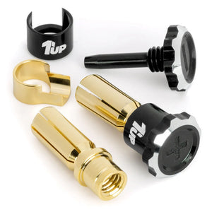 1UP Racing Lockdown Adjustable Bullet Plugs - 5mm - Black/Black — R/C Accessories