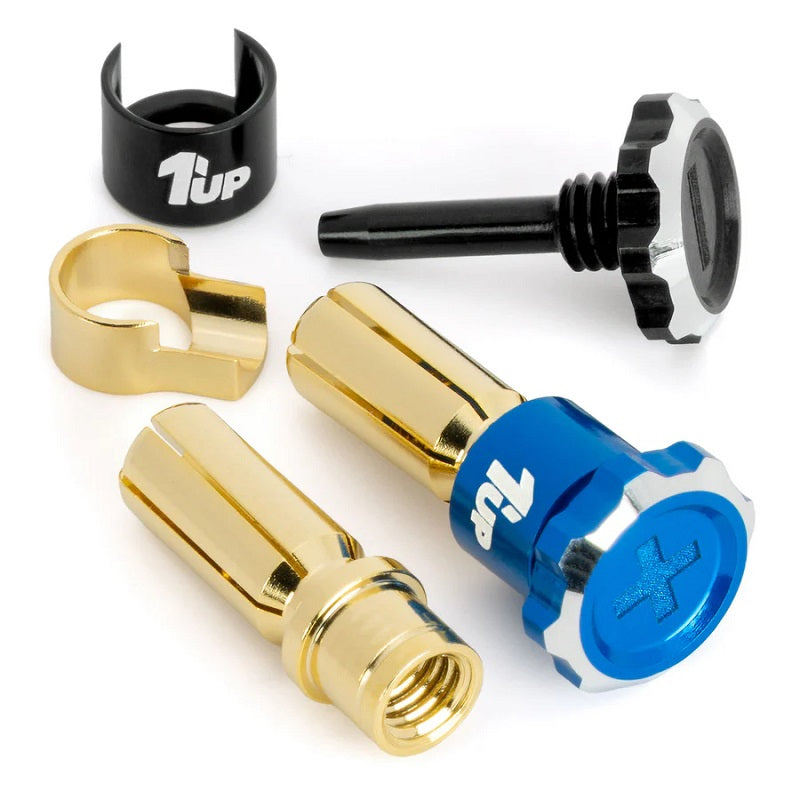 1UP Racing Lockdown Adjustable Bullet Plugs - 5mm - Blue/Black — R/C Accessories