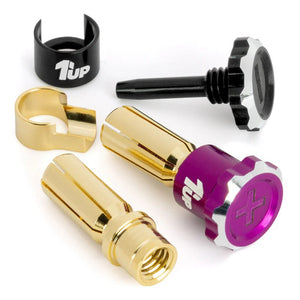 1UP Racing Lockdown Adjustable Bullet Plugs - 5mm - Purple/Black — R/C Accessories