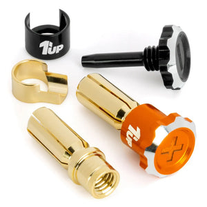 1UP Racing Lockdown Adjustable Bullet Plugs - 5mm - Orange/Black — R/C Accessories