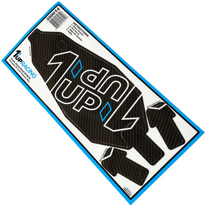 Twin 1up Outline Logo Reusable CF Look Chassis Skin - AE B7 - Echo Six Hobbies