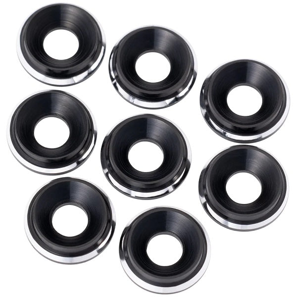 7075 LowPro Countersunk Washers, M3, Black Shine, 8pcs - Echo Six Hobbies