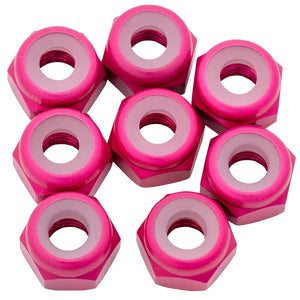 7075 Aluminum Locknuts, M3, Hot Pink, 8pcs