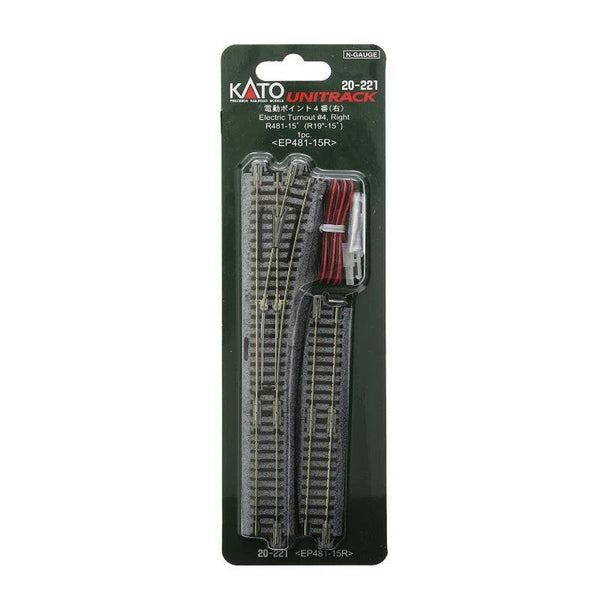 Kato 20-221 N Scale #4 Right Turnout with R481-15º EP481-15L