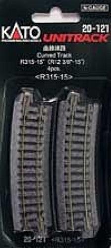 Kato 20-121 315mm (12 3/8") Radius 15º Curve Track [4 pcs]