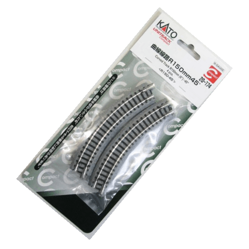 Kato 20-174 N Scale Compact 150mm (6") Radius 45º Curve Track [4 pcs] UniTrack